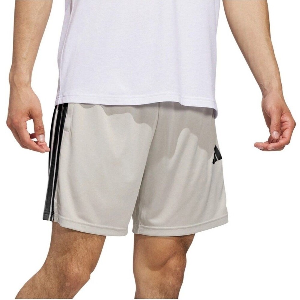 adidas 3 Stripe Men’s XXL Active Drawstring Shorts w/ Zip Pockets Wonalu/Black